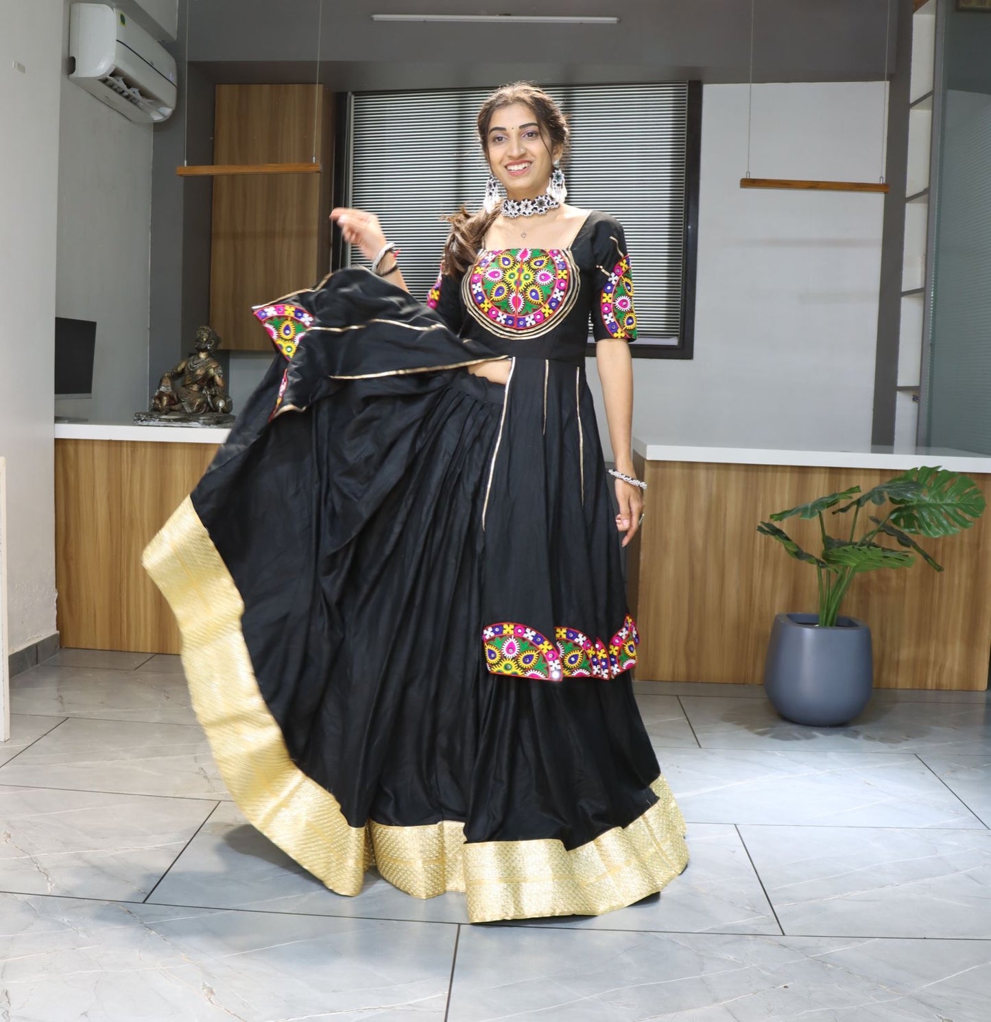 Unique Black Indo Western Style Navratri Special Chaniya Choli Fully Stitched