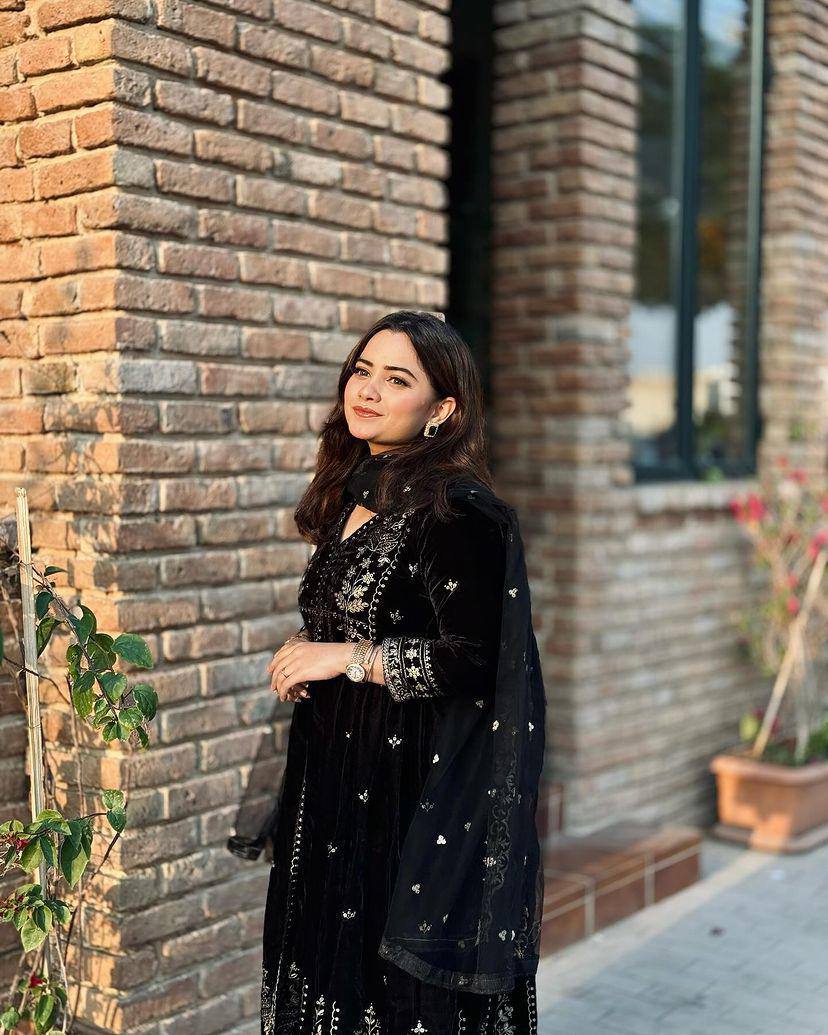 Black Velvet fabric fully stitched premium anarkali style gown
