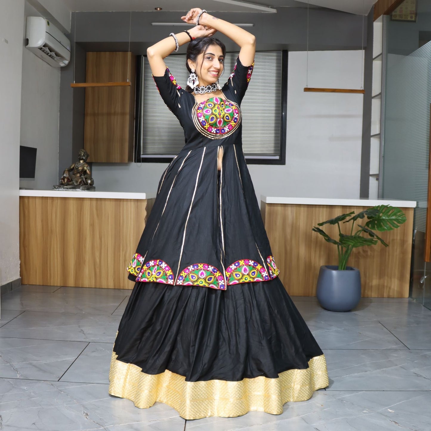 Unique Black Indo Western Style Navratri Special Chaniya Choli Fully Stitched