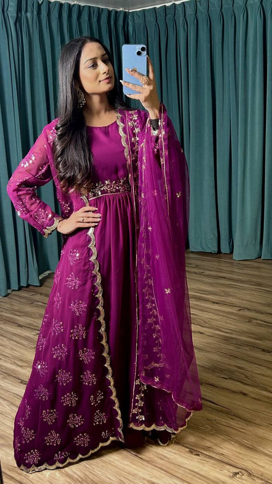 Georgette gown with Koti indo western style