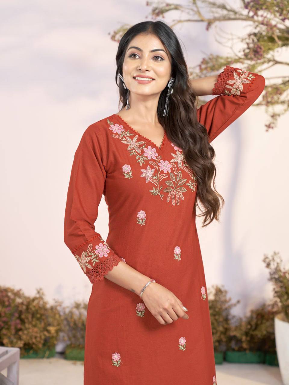 Premium Khadi Cotton Embroidery Kurti Set upto 5XL Sizes