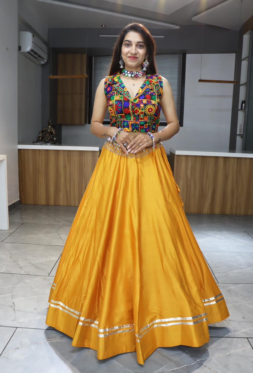 Ethnic Navratri 8 Colours Pure Cotton Chaniya Choli with Gamthi Work Fully Stitched