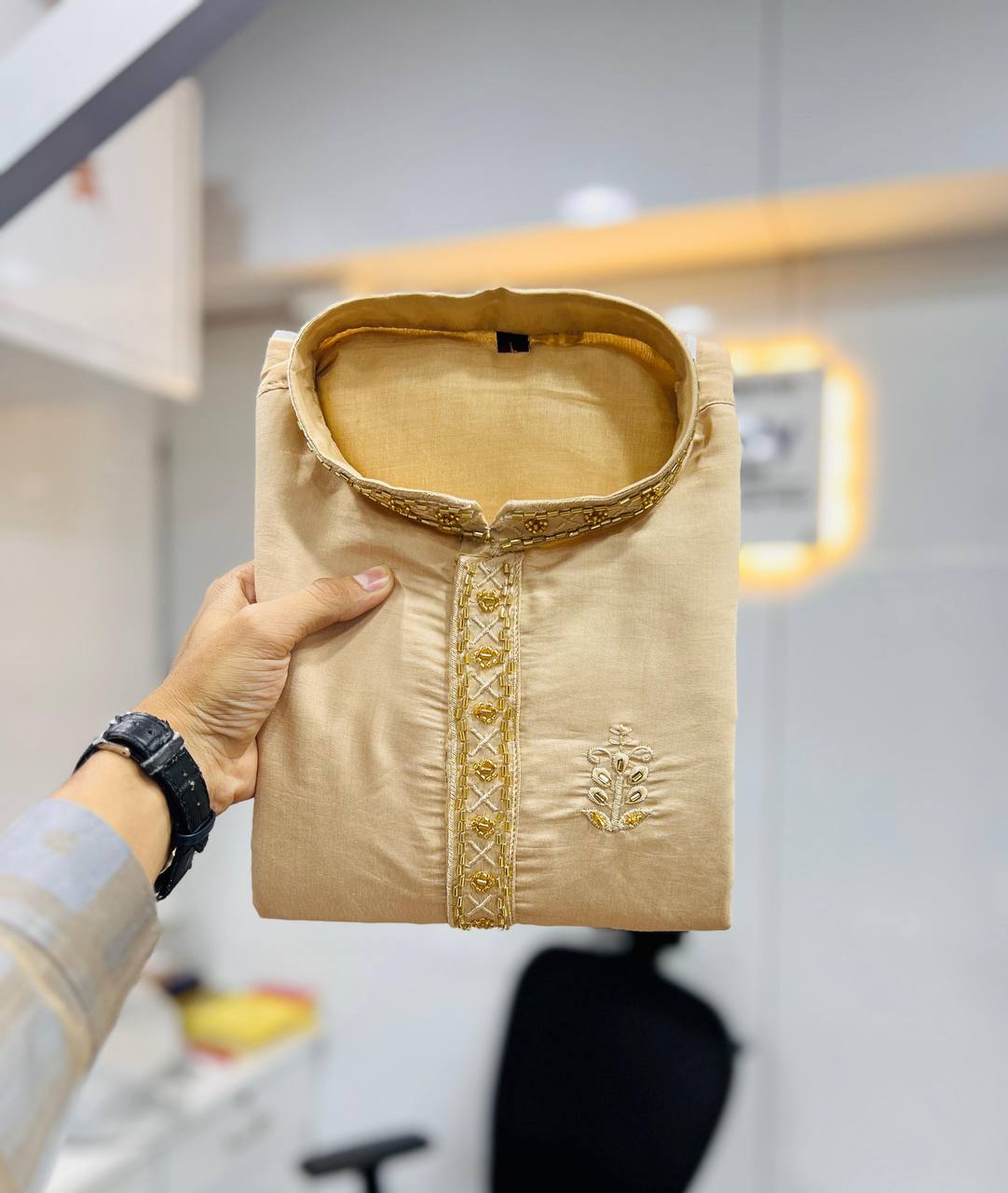 Premium Handwork on Silk Kurta with Pajama for Men