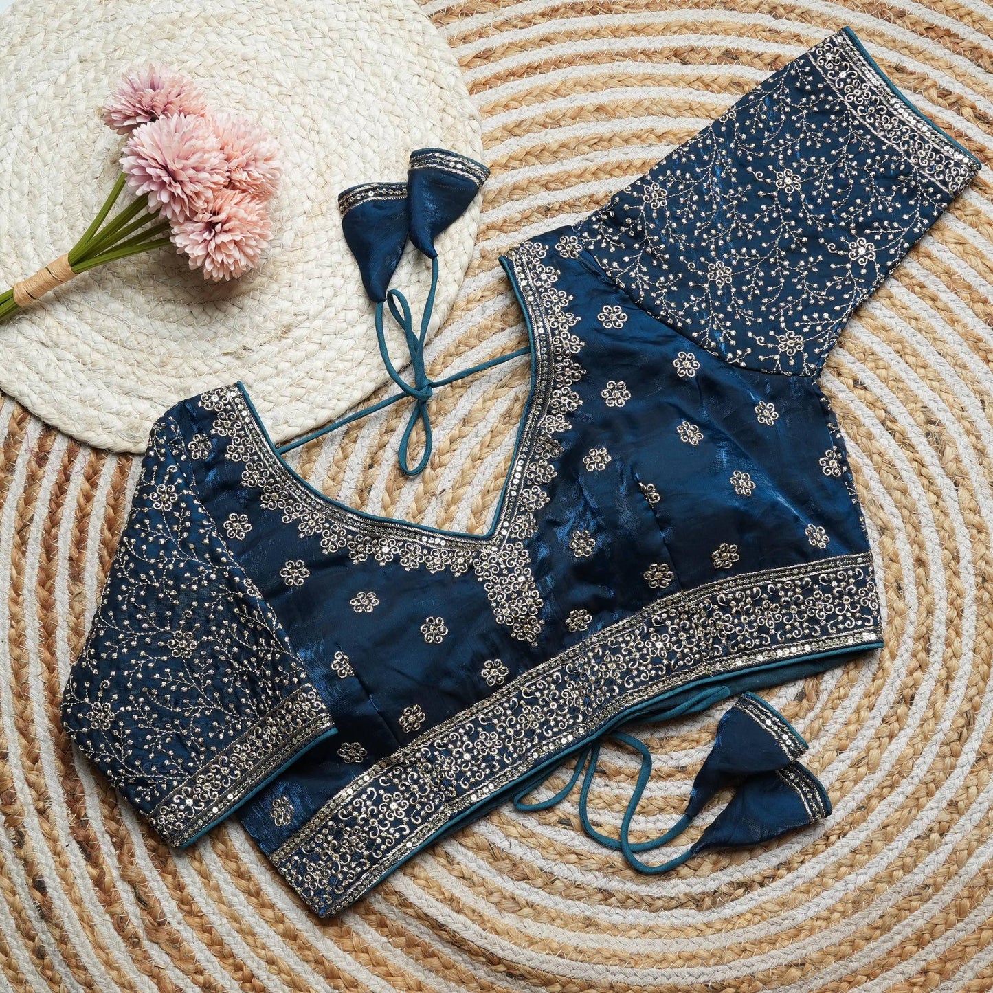 Vedika - Beautiful Work Readymade Silk Blouse to pair with sarees or lehengas