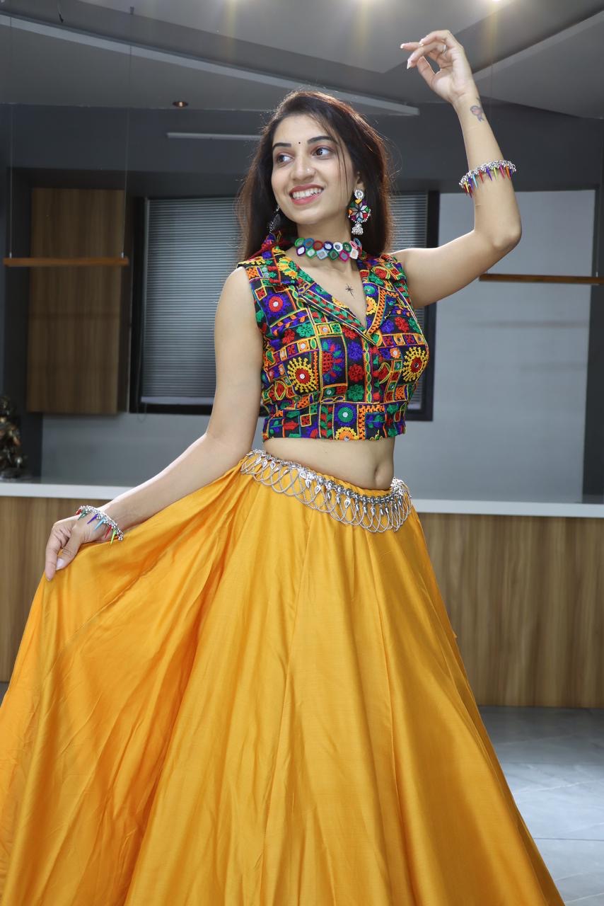 Ethnic Navratri 8 Colours Pure Cotton Chaniya Choli with Gamthi Work Fully Stitched