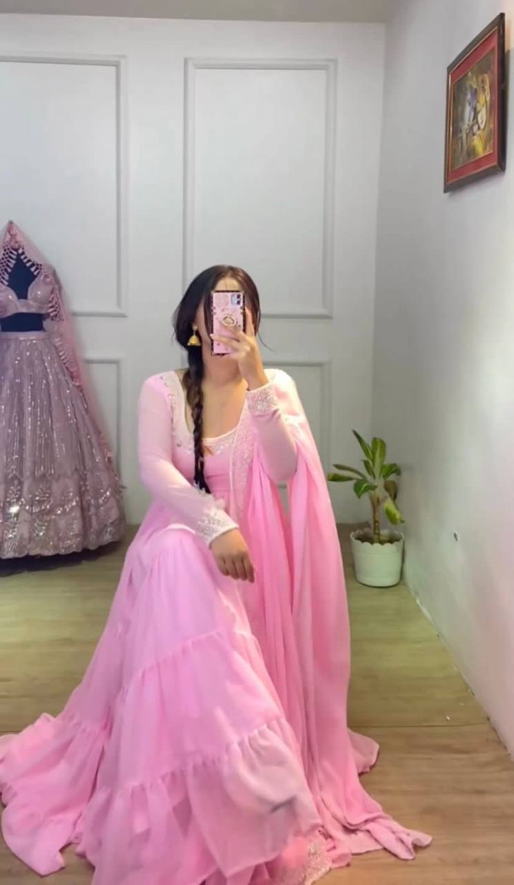Ruffle fully stitched gown
