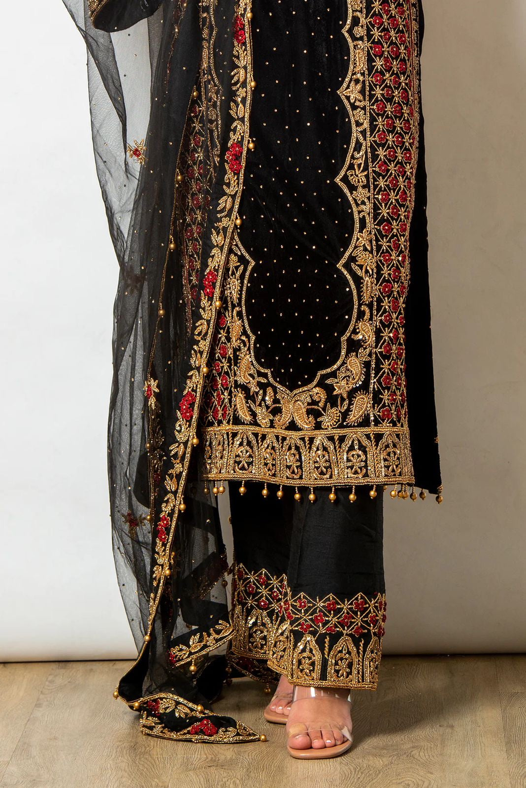 Black georgette suit fully stitched