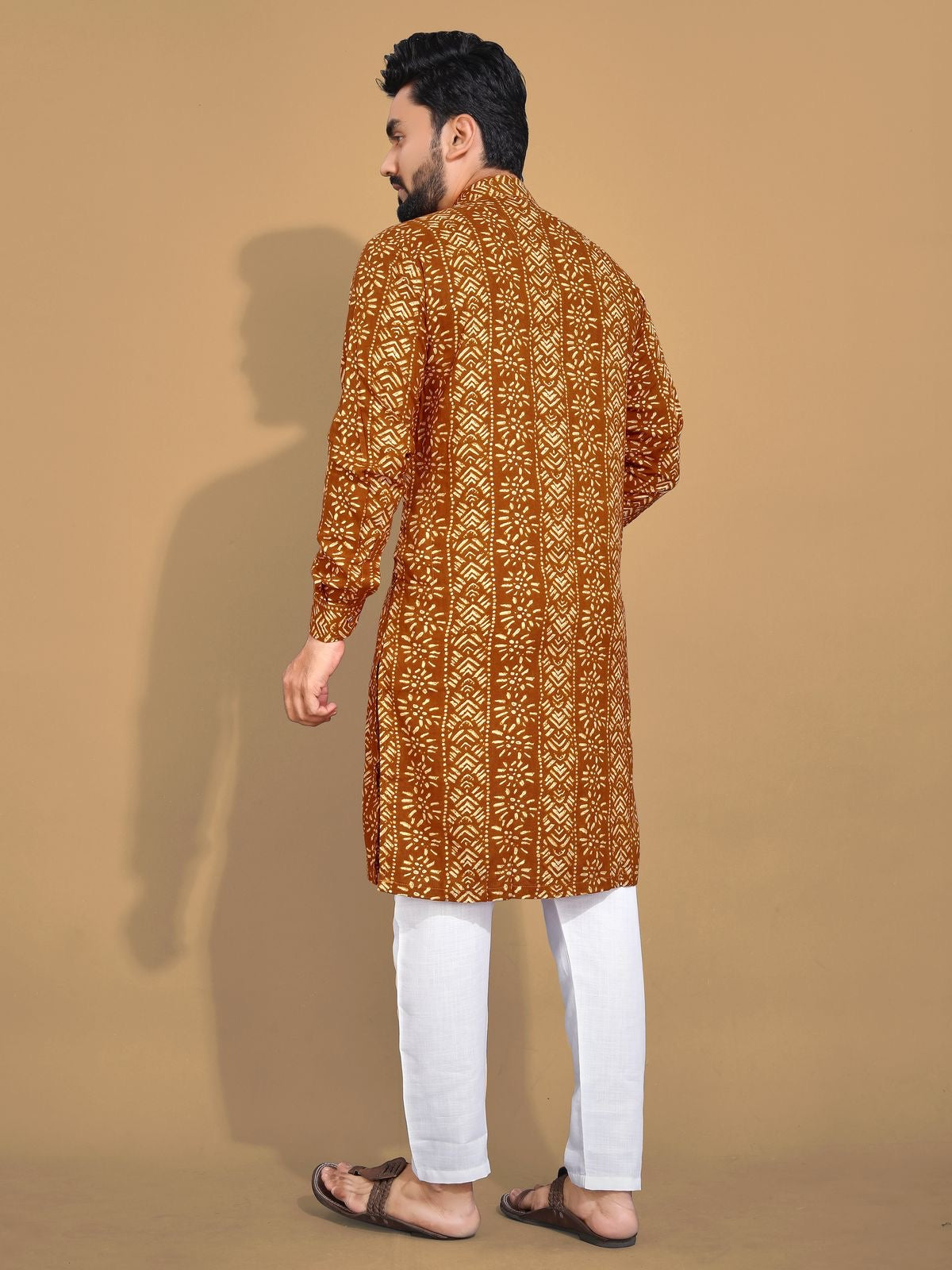 Soft & Comfy Cotton With Foil Print Men's Kurta with Cotton Pajama