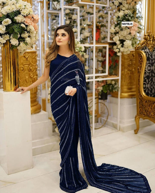 Party wear saree fully stitched with blouse