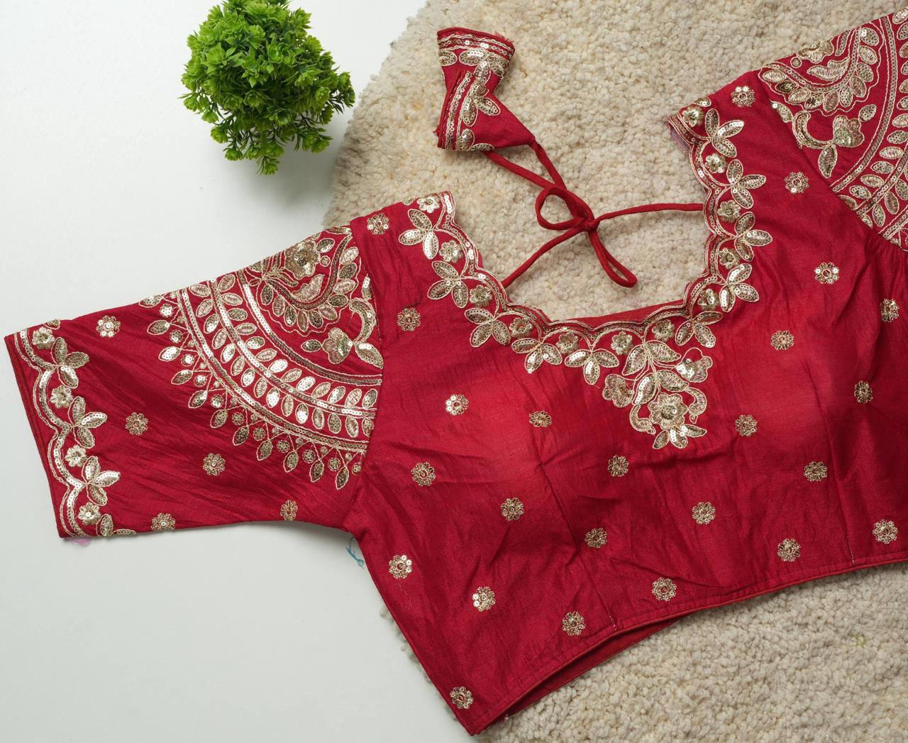 Ruhi - Beautiful Copper Gold Embroidered Work Fully Stitched Blouse to pair with Saree or Lehenga