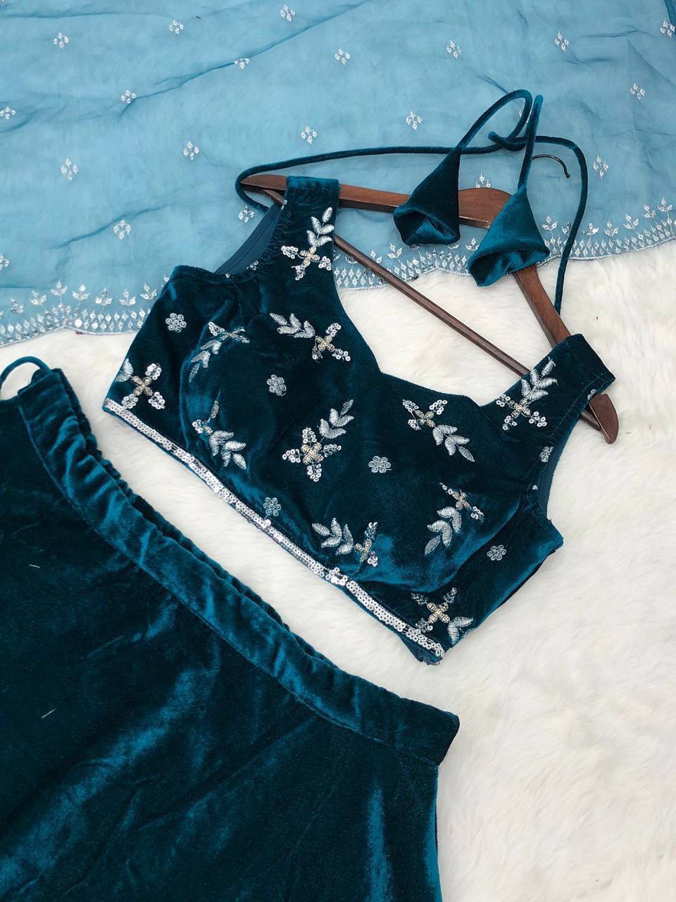 Morpinch Velvet fully stitched lehenga