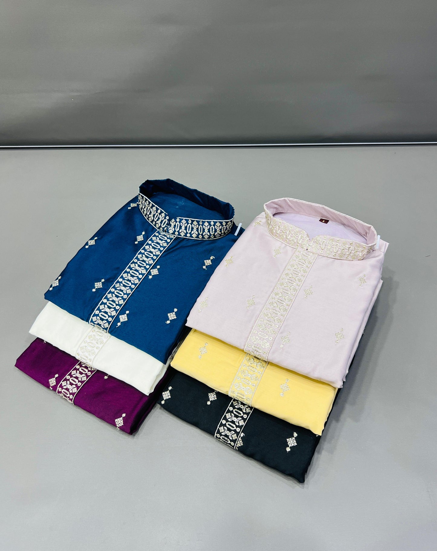 Premium Men's Soft Silk Embroidered Kurta with Pajama