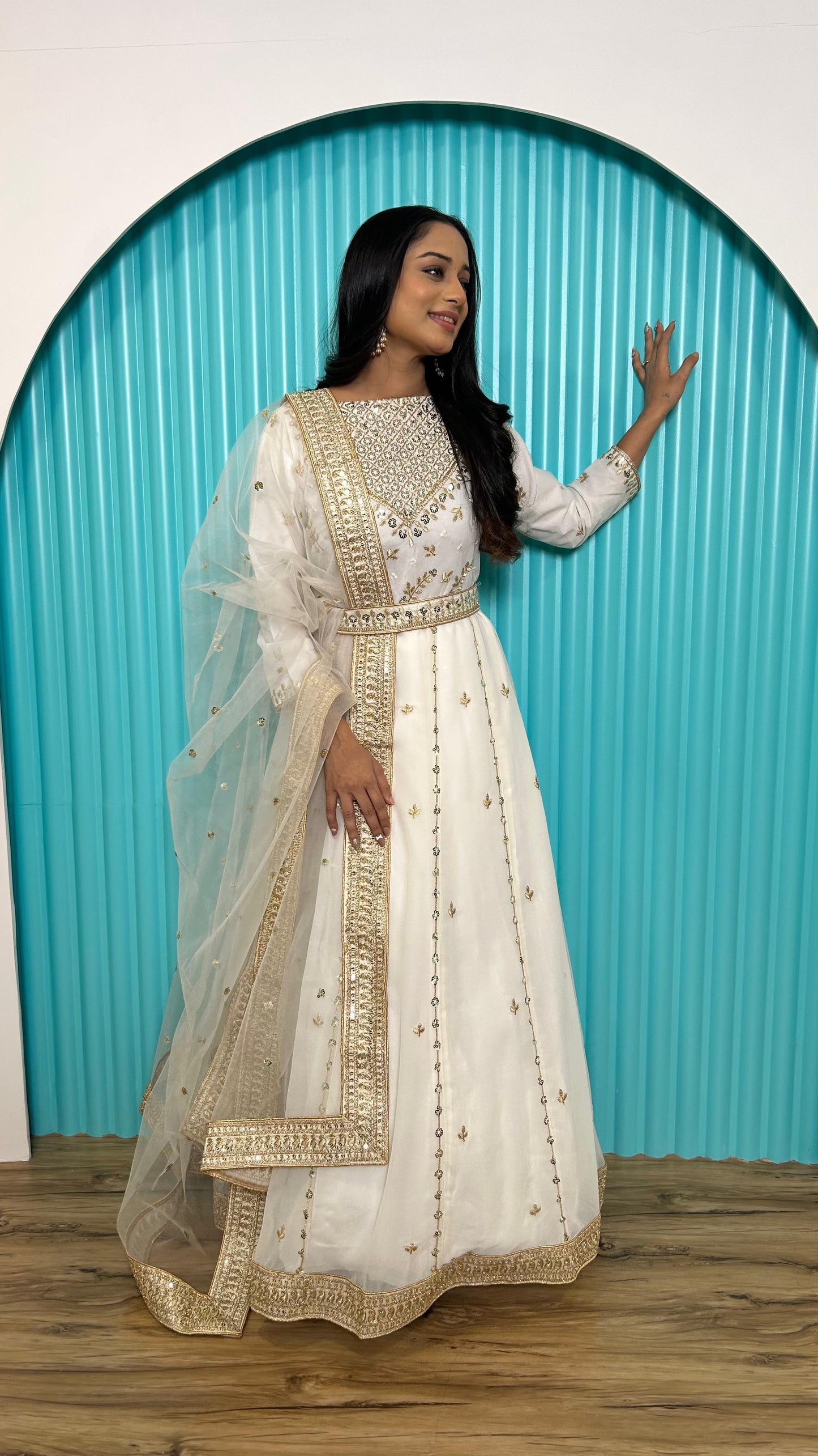White Premium Gown fully stitched