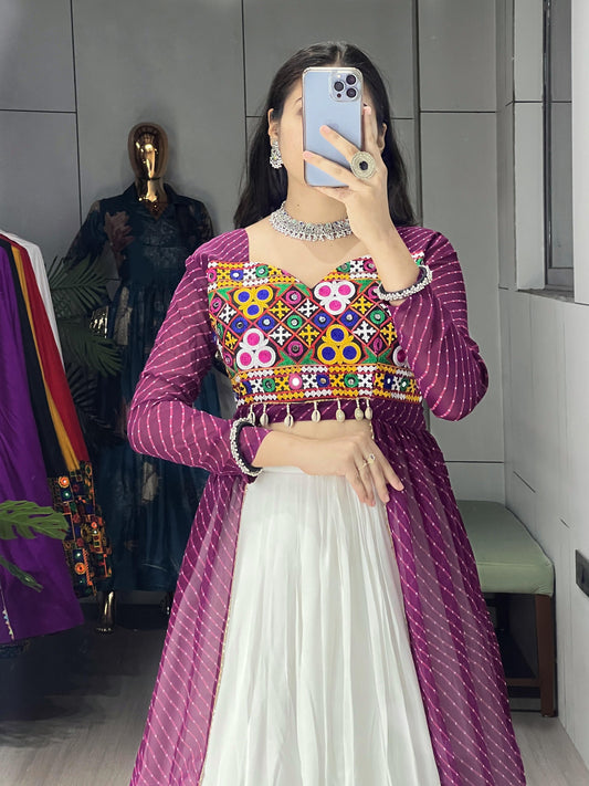 Purple Navratri Special Indo western Chaniya Choli Fully Stitched