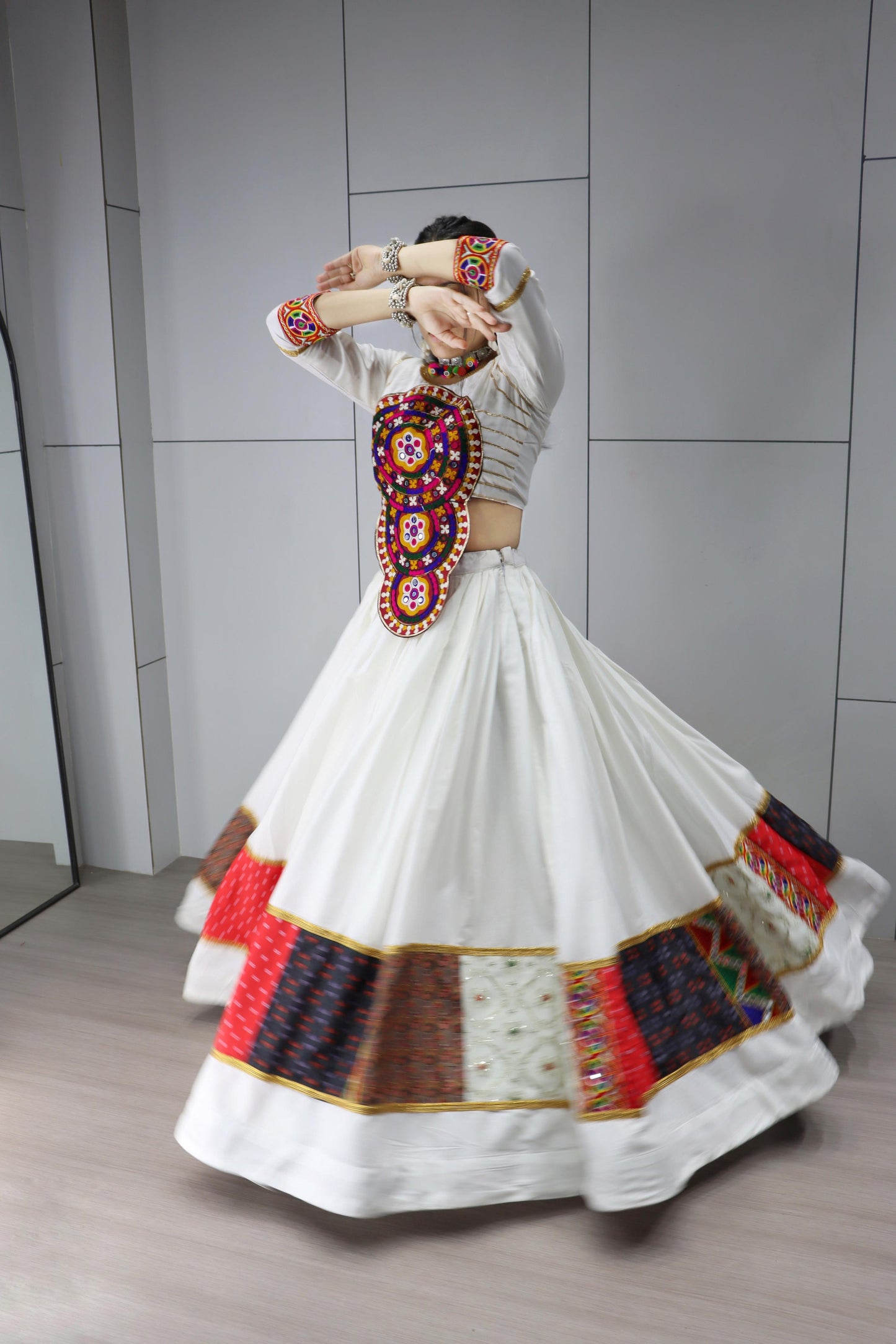 Pure Cotton Navratri Chaniya Choli with Classic Gamthi Work Fully Stitched