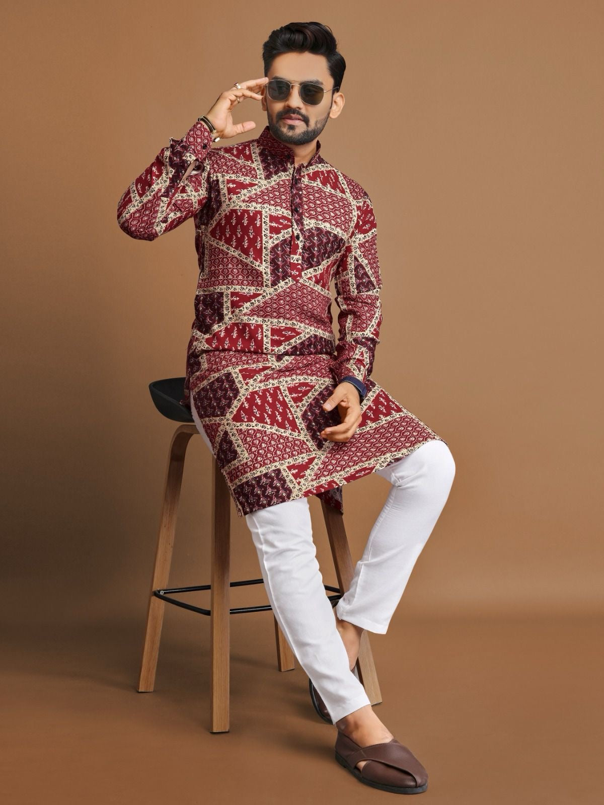 Men's Soft Cotton Foil Print Kurta with Cotton Pajama for every occasion