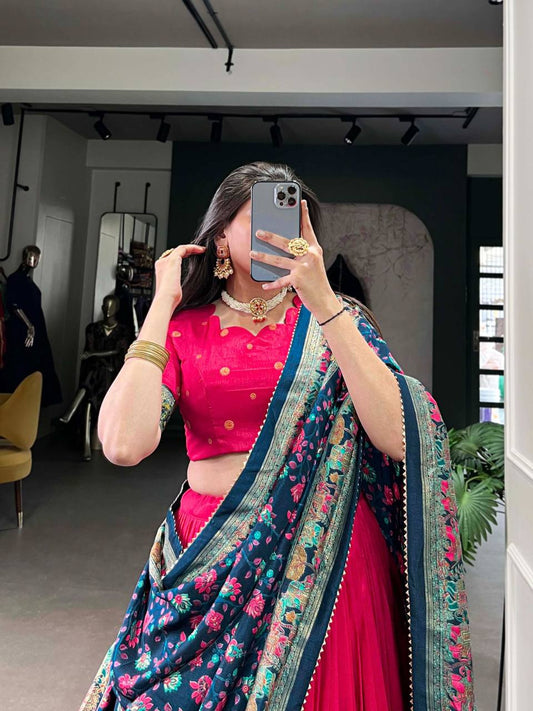 Navratri Special Soft Silk with Printed Foil Work Fully Stitched (as per your requirements)