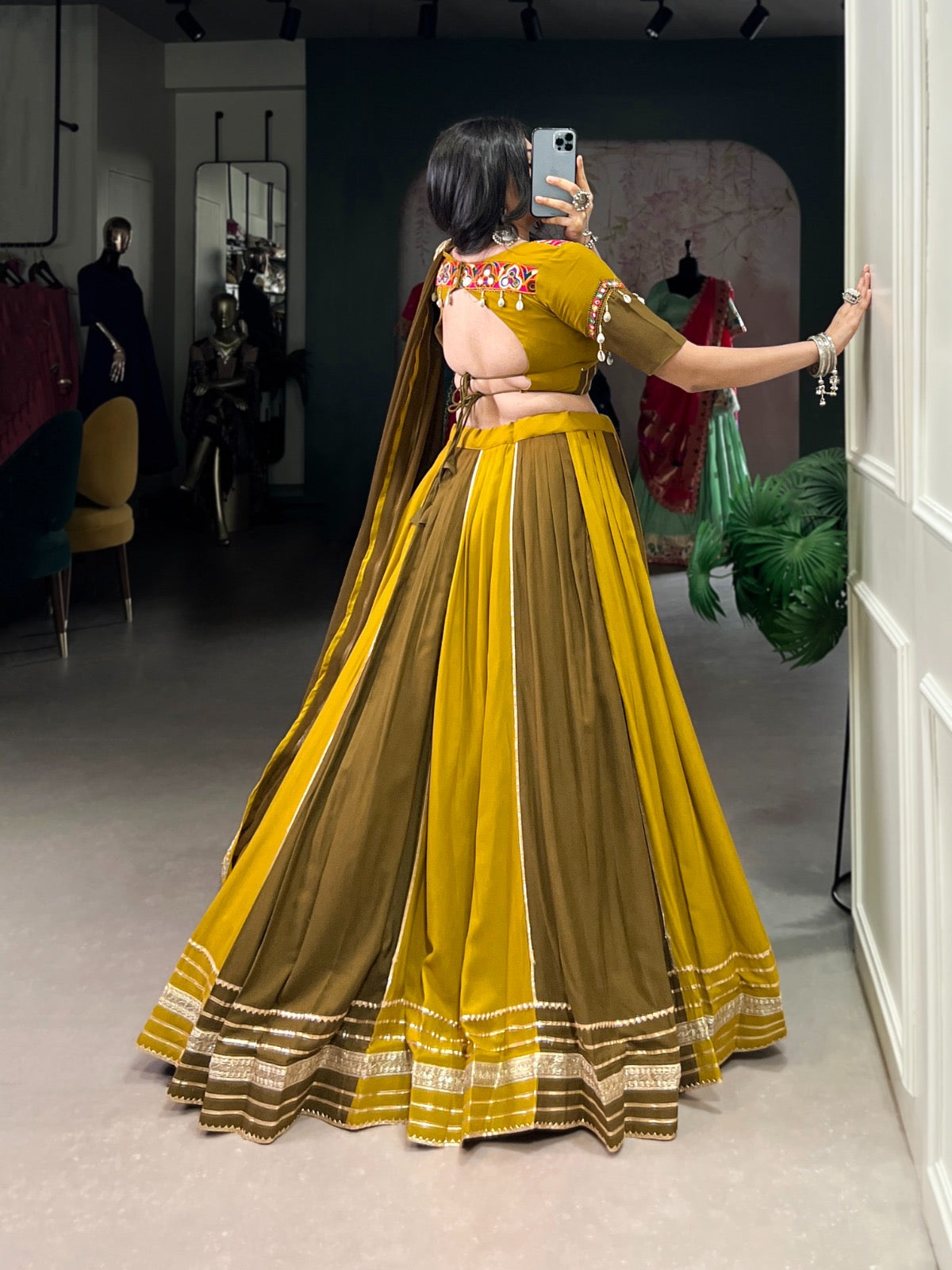 Unique Contrast Navratri Special Dual Colour Cotton Chaniya Choli