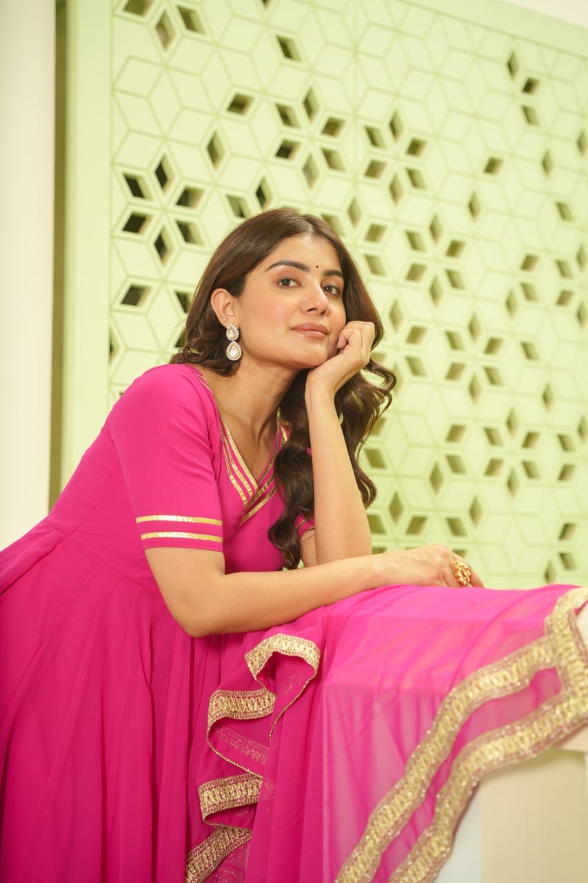 Beautiful Rani Pink Soft Georgette Anarkali Suit Fully Stitched