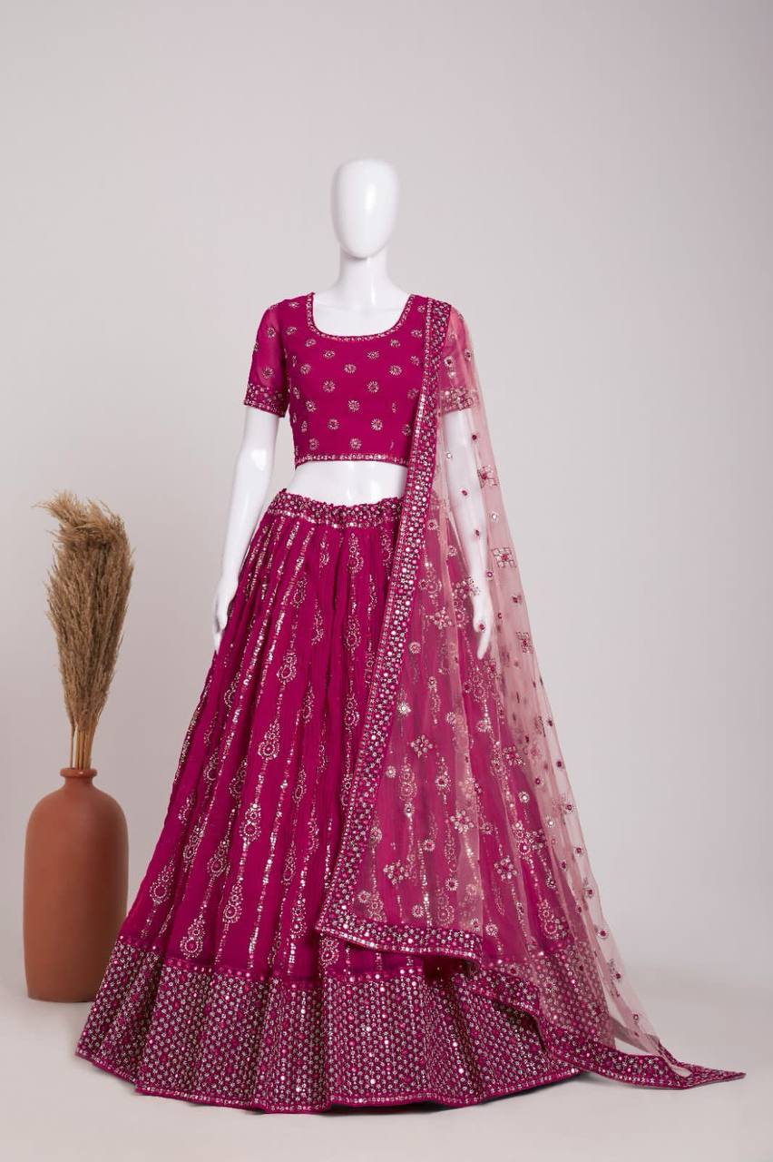 Heavy georgette embroidered lehengas