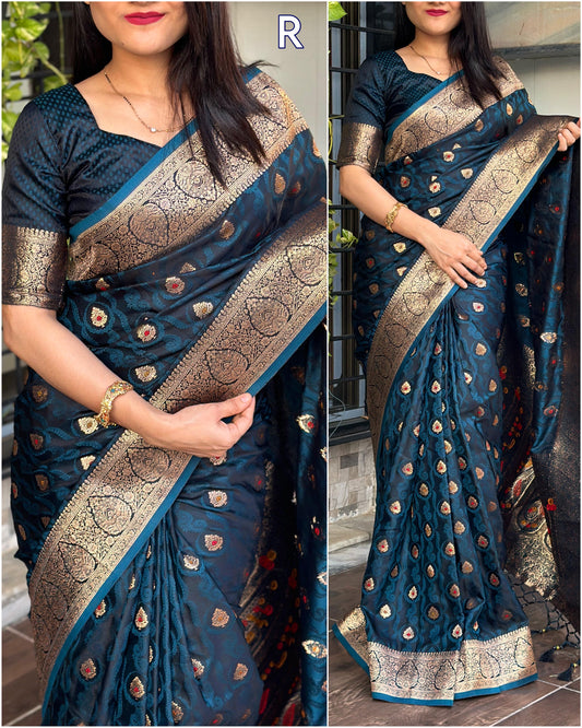 Prakruti - Jaquard saree with stitched blouse