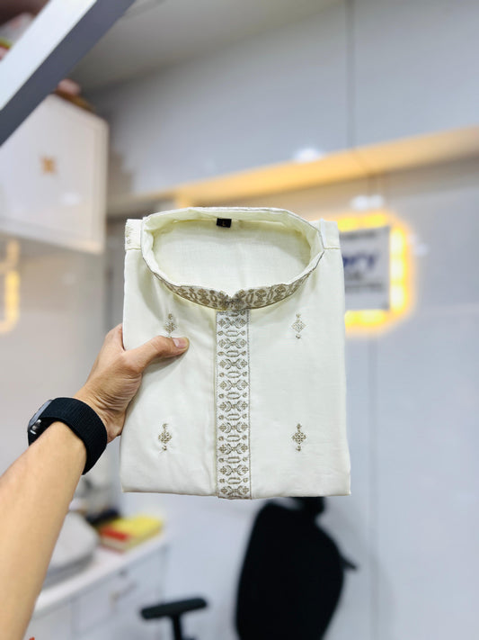 Premium Men's Soft Silk Embroidered Kurta with Pajama