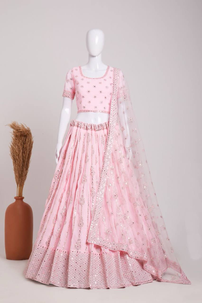 Heavy georgette embroidered lehengas