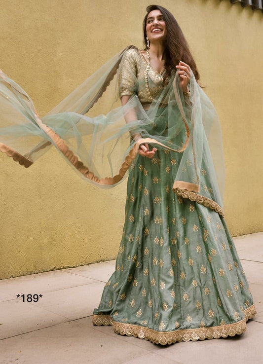 Pastel Green Lehenga with fully stitched blouse