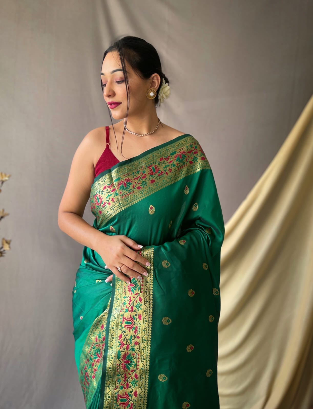 Pure paithani silk saree with stitched blouse