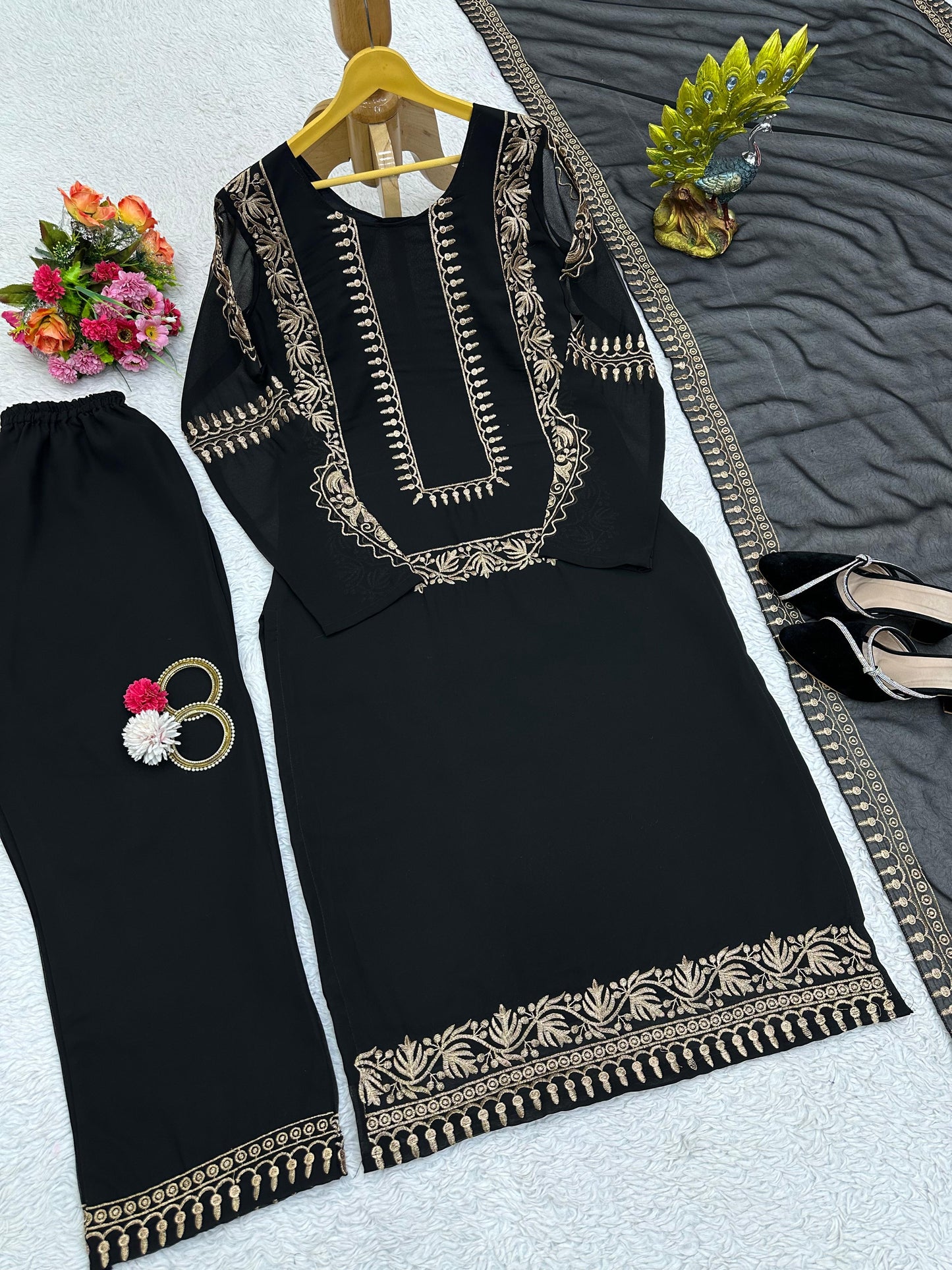Punjabi suit georgette black fully stitched