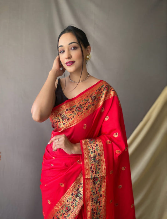Pure paithani silk saree with stitched blouse