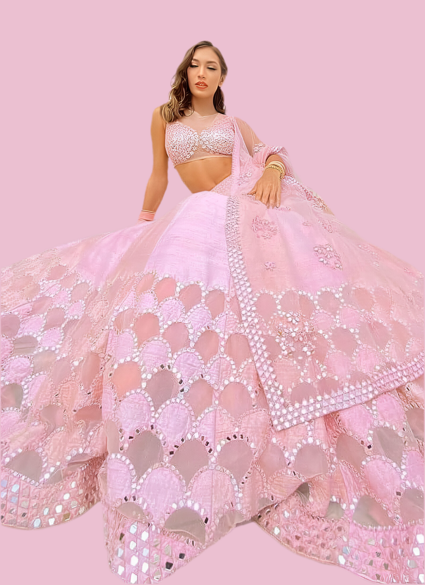 Premium Pastel Pink Readymade Lehenga
