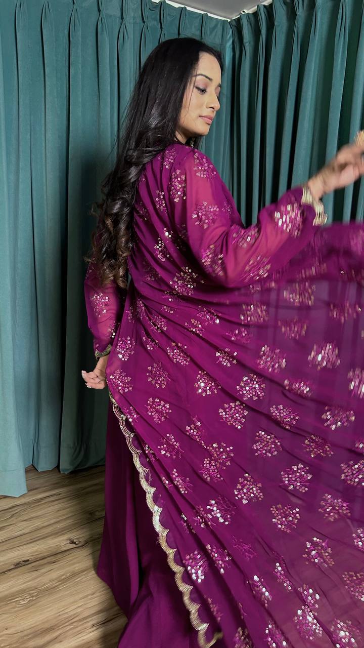 Georgette gown with Koti indo western style