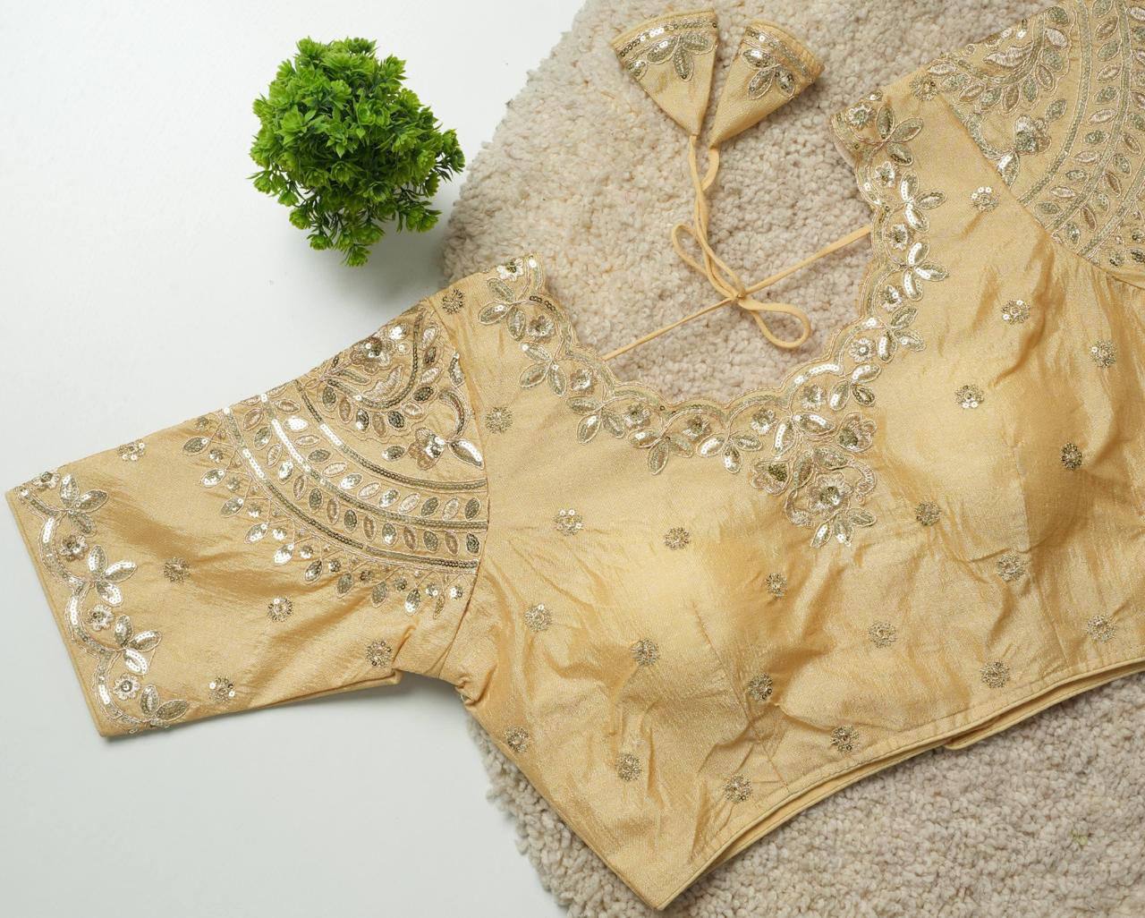 Ruhi - Beautiful Copper Gold Embroidered Work Fully Stitched Blouse to pair with Saree or Lehenga