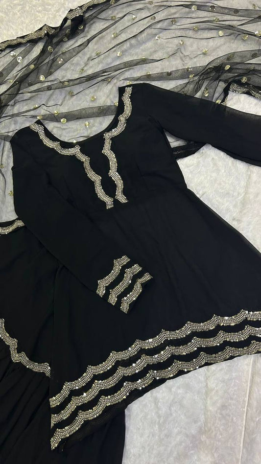 Classic Black Sharara Set