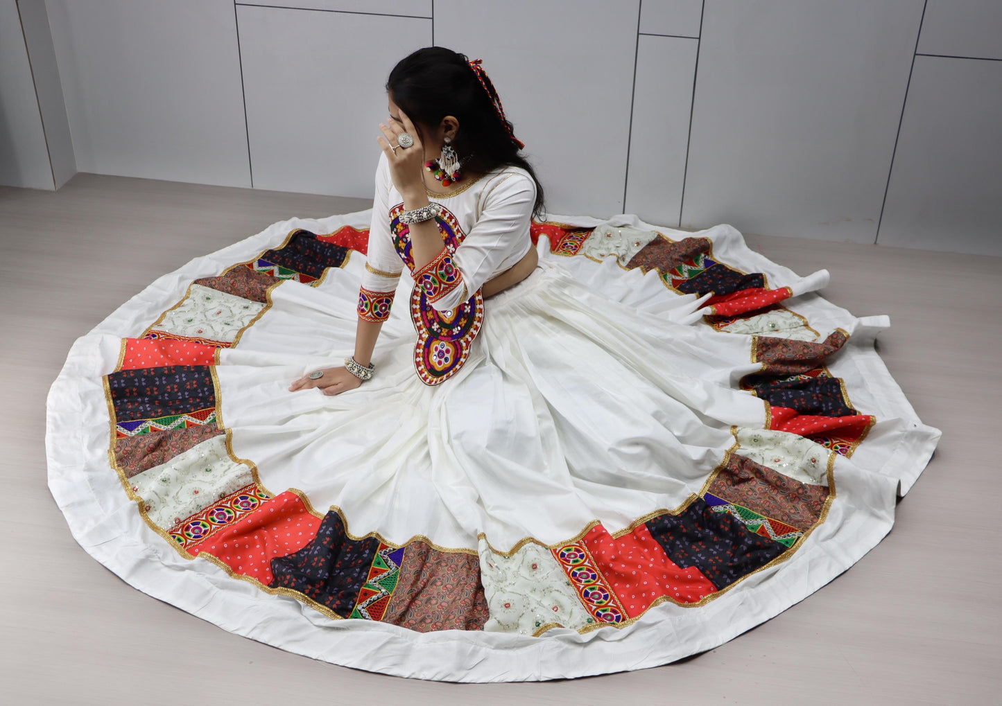 Pure Cotton Navratri Chaniya Choli with Classic Gamthi Work Fully Stitched
