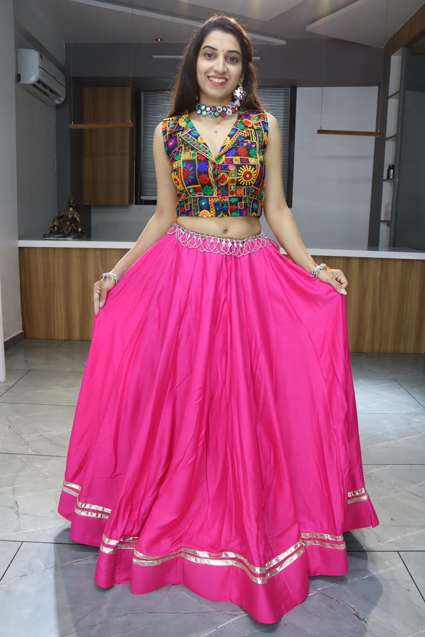 Ethnic Navratri 8 Colours Pure Cotton Chaniya Choli with Gamthi Work Fully Stitched
