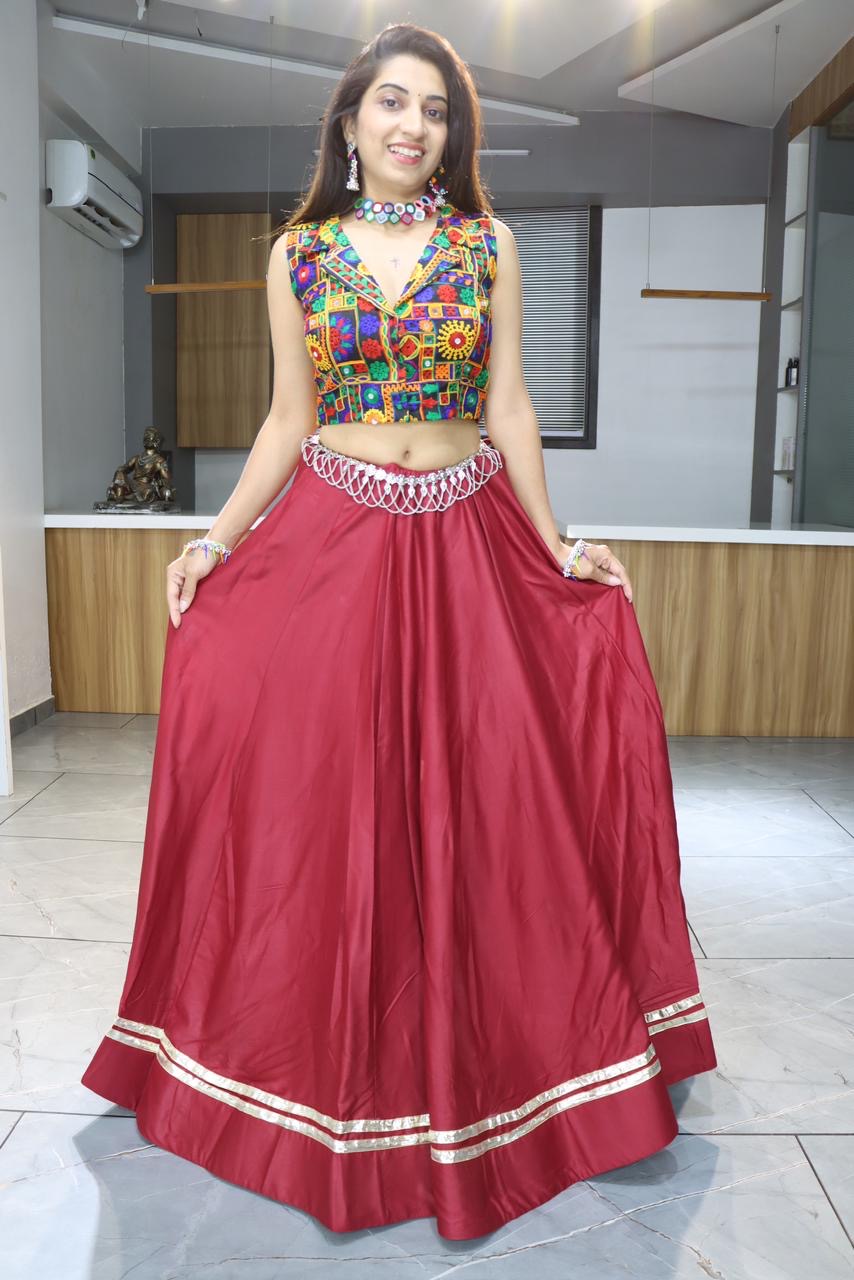 Ethnic Navratri 8 Colours Pure Cotton Chaniya Choli with Gamthi Work Fully Stitched