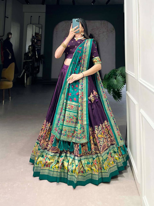 Navratri Special Soft Silk with Printed Foil Work Fully Stitched (as per your requirements)