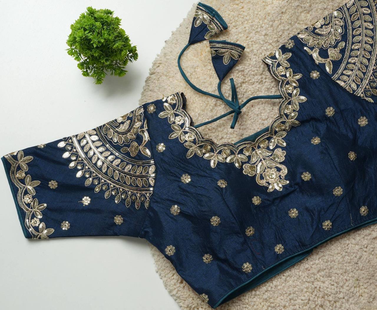 Ruhi - Beautiful Copper Gold Embroidered Work Fully Stitched Blouse to pair with Saree or Lehenga