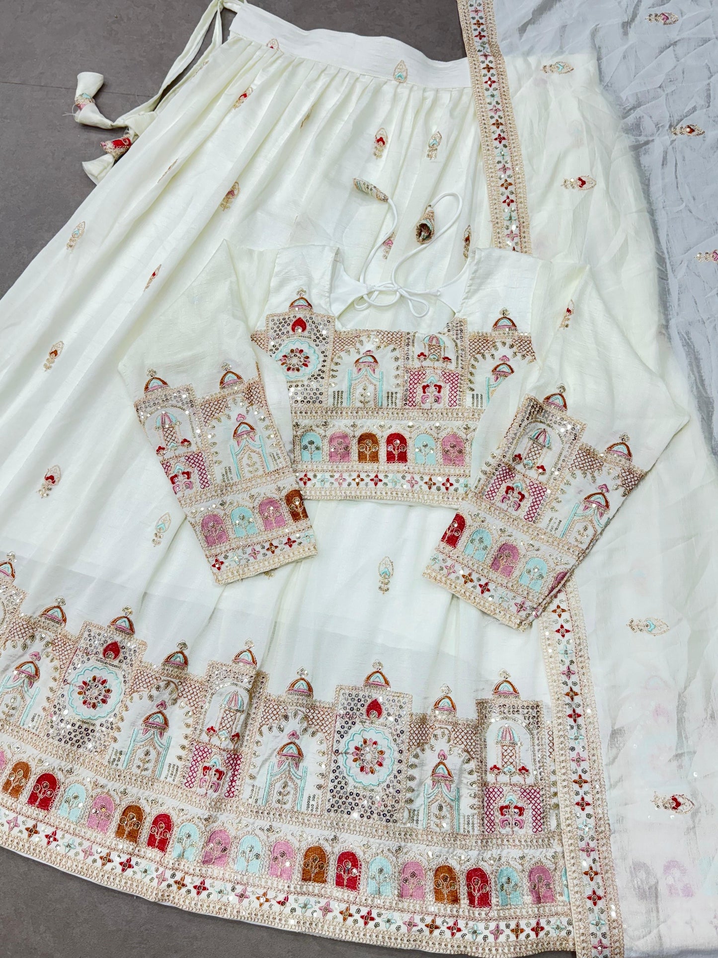 Navratri Special Vichitra Silk with Beautiful Embroidered Fully Stitched Lehenga