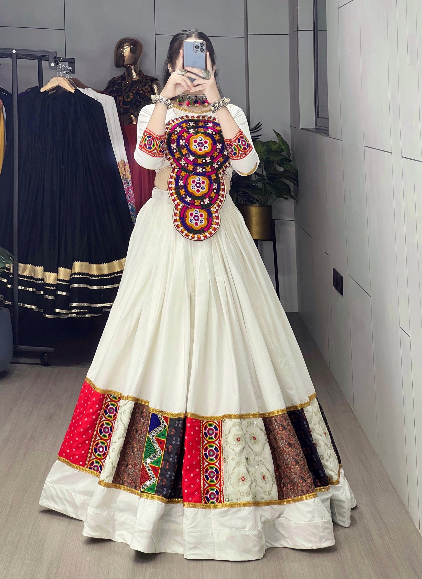 Pure Cotton Navratri Chaniya Choli with Classic Gamthi Work Fully Stitched