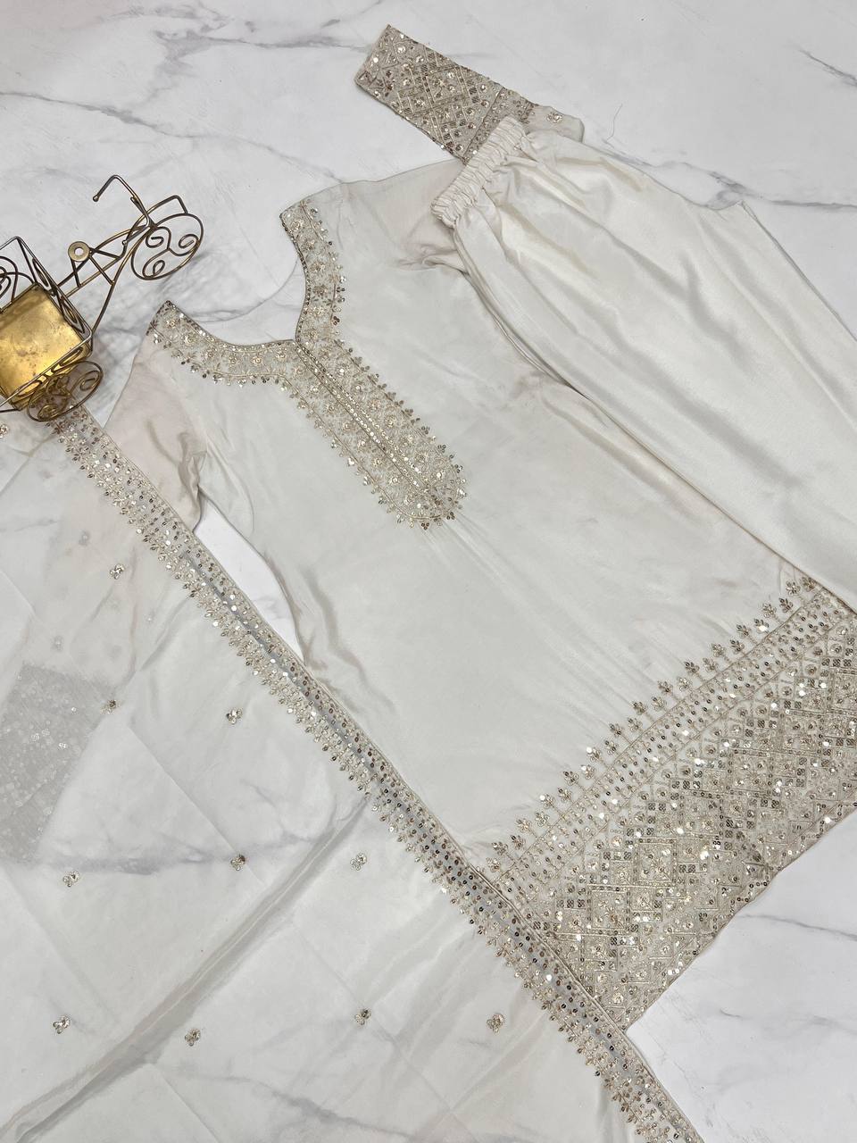 Premium off white Kurta set fully stitched