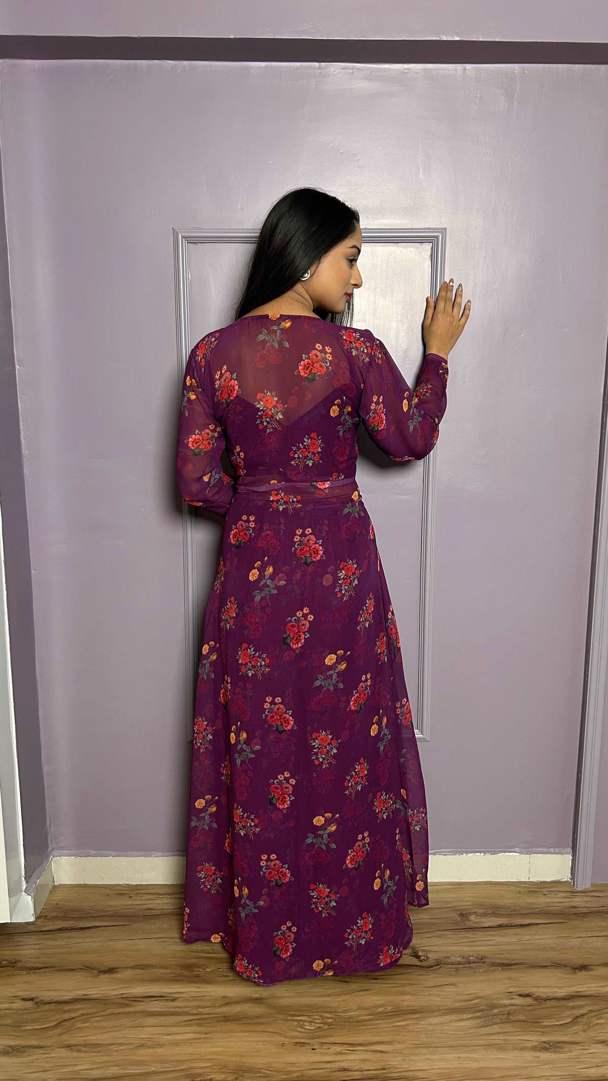 Floral Indo western fully stitched