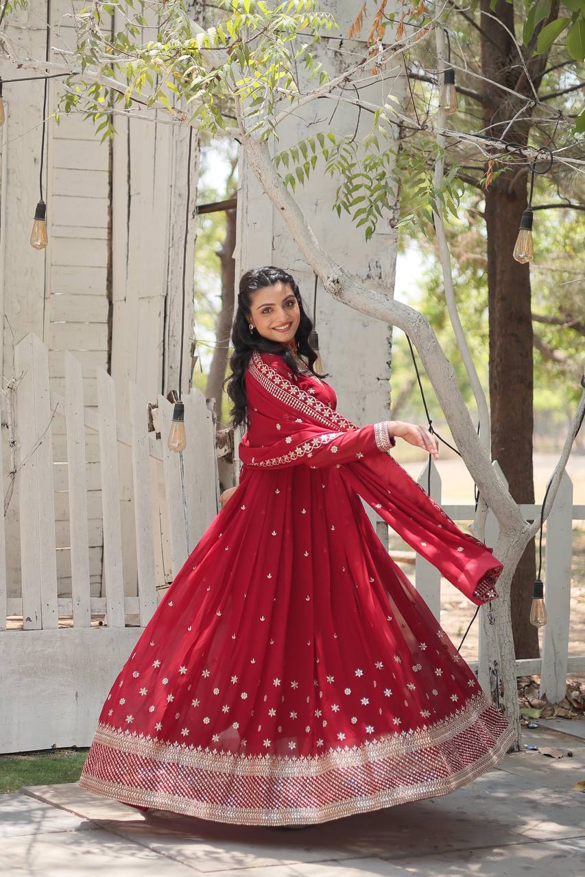 Premium Maroon Anarkali Gown Fully Stitched XL