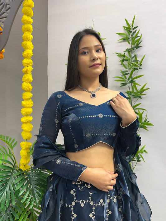 Premium Rama Lehenga with Blouse and dupatta fully stitched