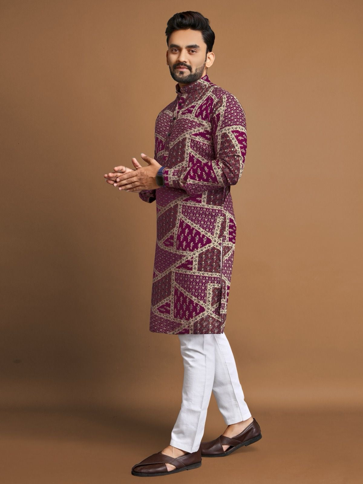 Men's Soft Cotton Foil Print Kurta with Cotton Pajama for every occasion