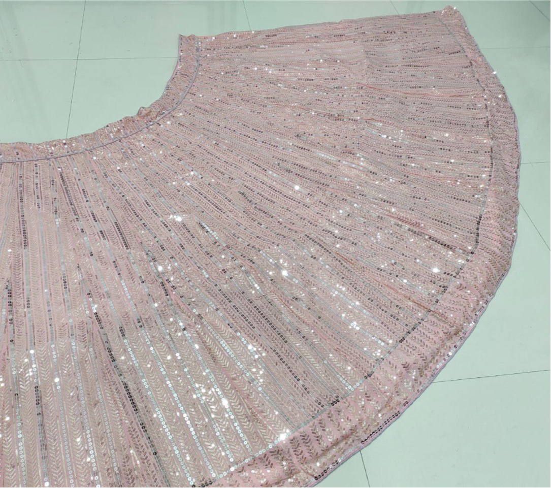 Baby Pink Bollywood Premium Fully Stitched Lehenga Choli