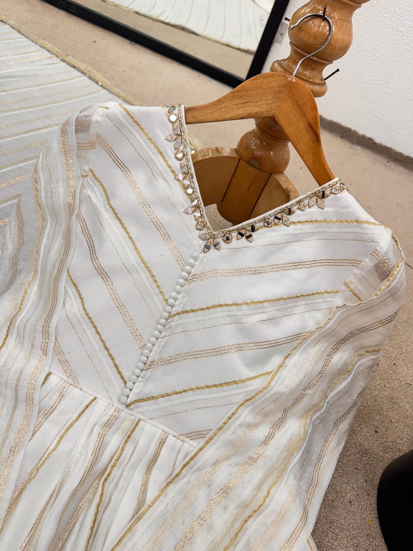 Erika - Premium Soft Mal Fabric White Elegant Sharara Suit Fully Stitched