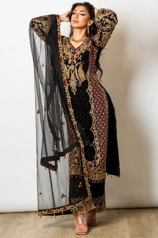 Black georgette suit fully stitched